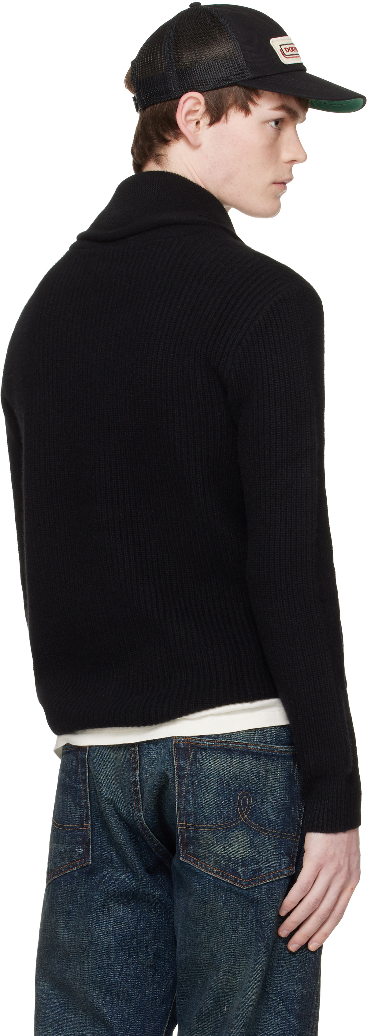 RRL Black Cashmere Shawl-Collar Cardigan