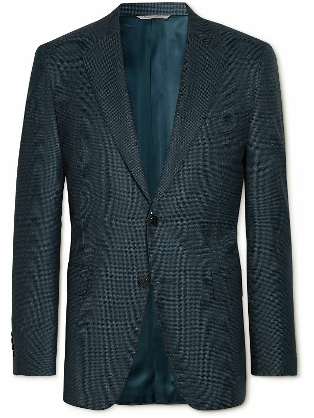 Photo: Canali - Houndstooth Wool Suit Jacket - Blue