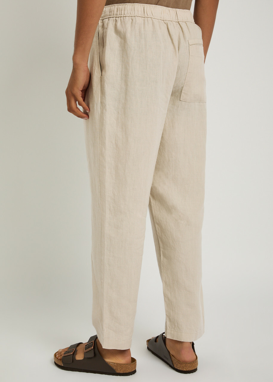 Wax London Kurt Tapered-leg Linen Trousers Beige