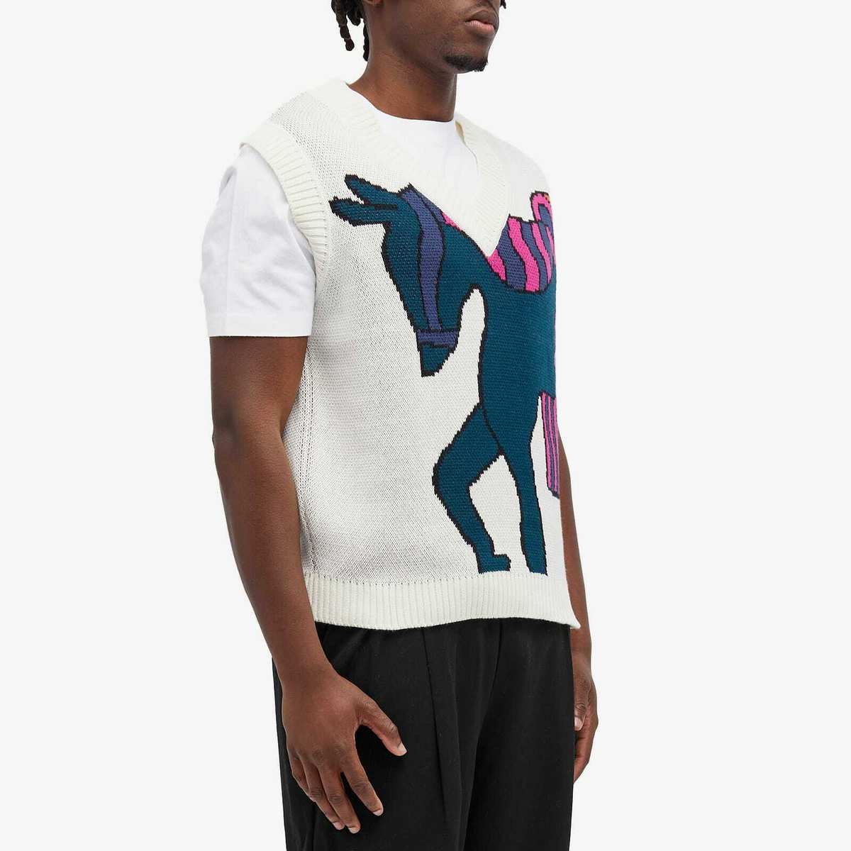 By Parra Men's Knitted Horse Vest in Off White
