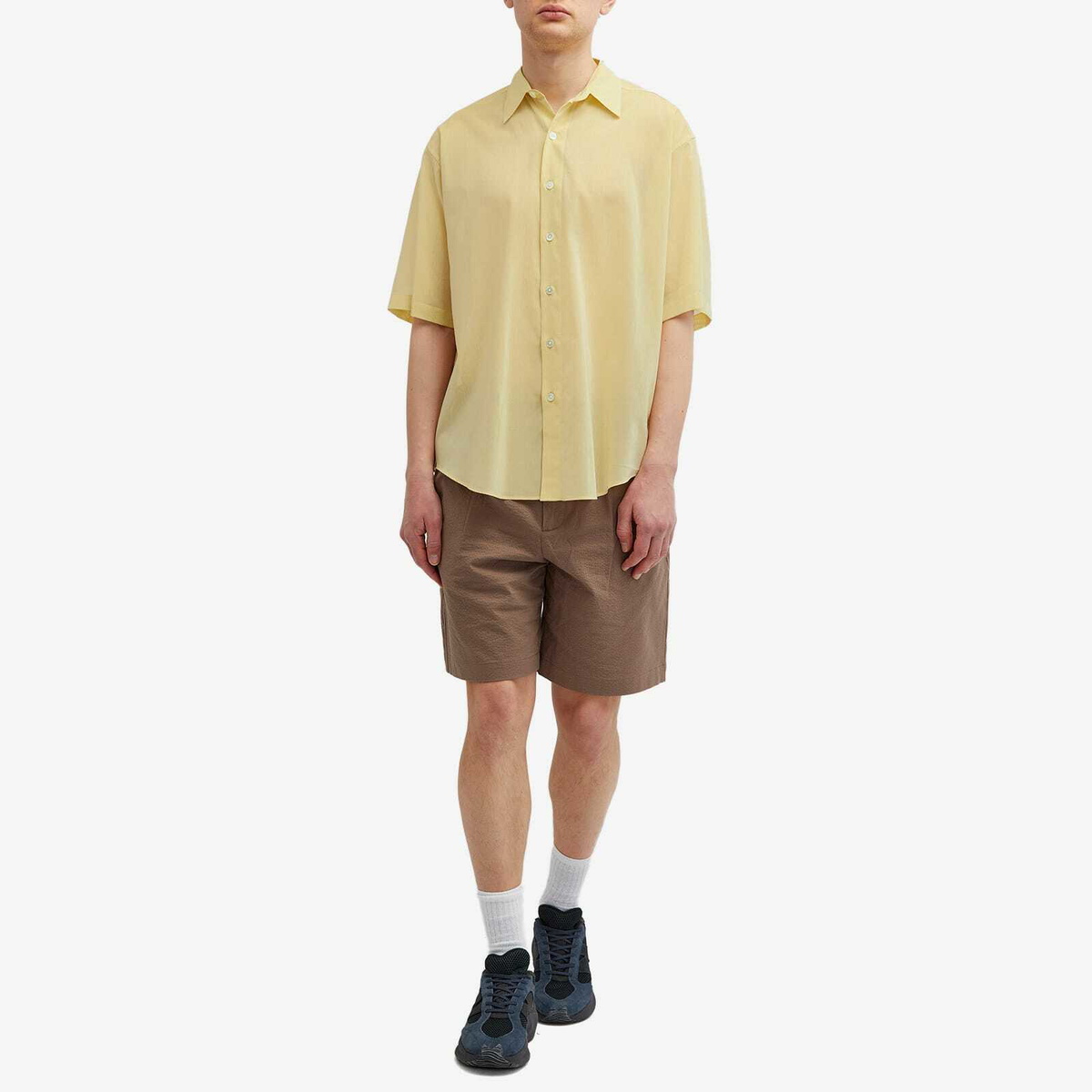 Auralee Men's Finx Long Sleeve Shirt in Light Yellow