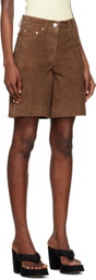 REMAIN Birger Christensen Brown Slit Suede Shorts