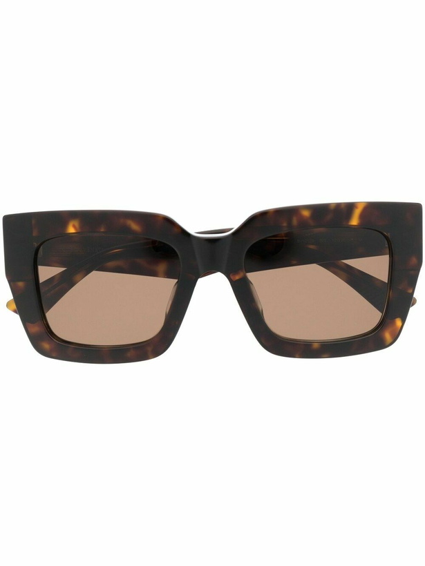 Photo: Bottega Veneta Eyewear Brown Tortoiseshell-Effect Sunglasses