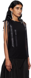 Simone Rocha Black Bow Ribbon Tail Tank Top