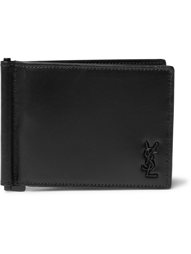 Photo: SAINT LAURENT - Logo-Appliquéd Leather Wallet with Money Clip - Black