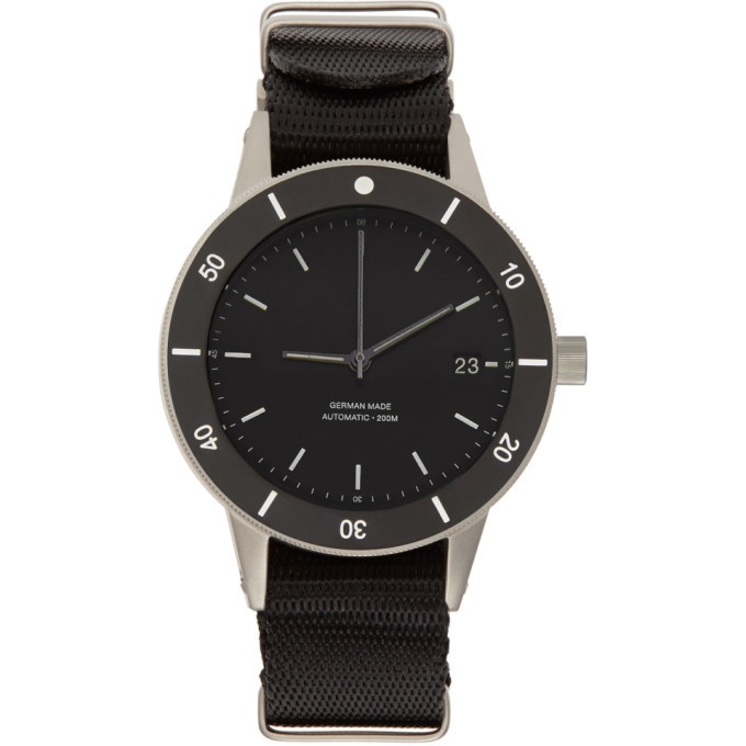 Photo: Instrmnt Silver and Black Webbing Dive Watch