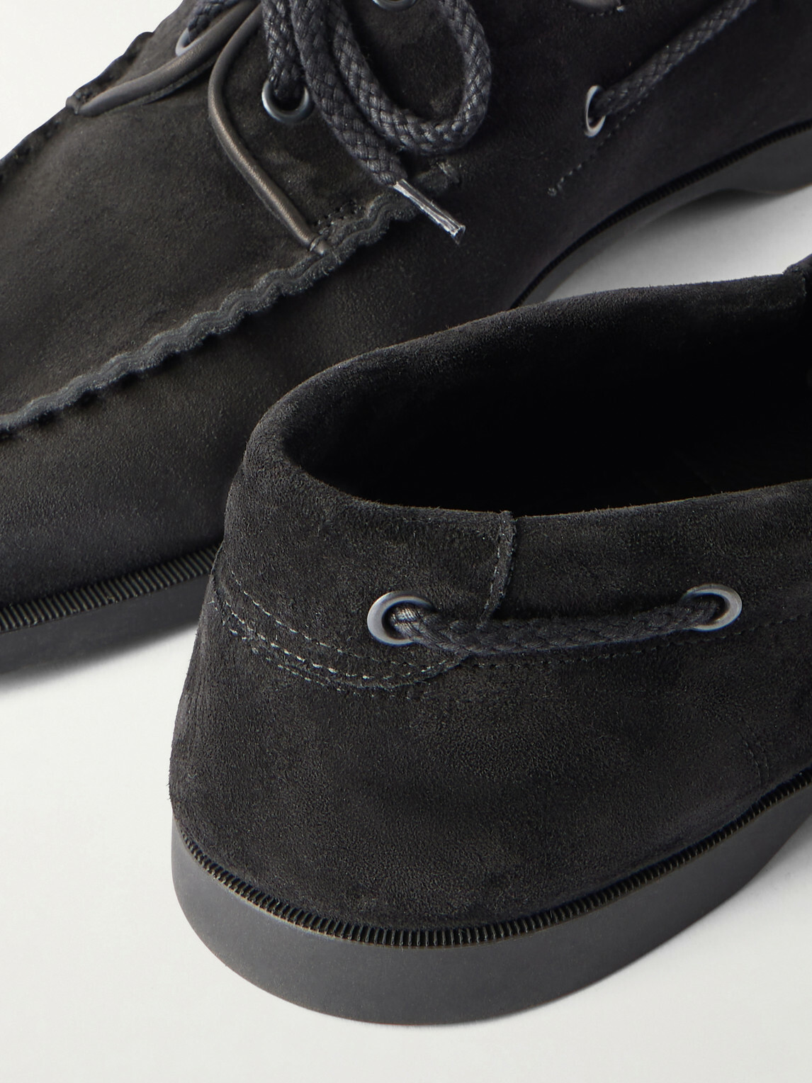 John Lobb - Foil Suede Boat Shoes - Black