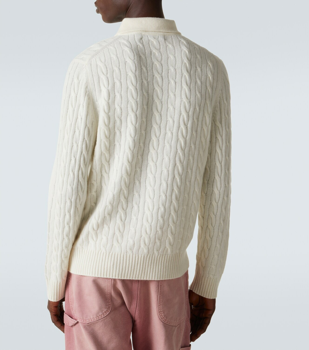Arch4 Cable-knit cashmere polo sweater