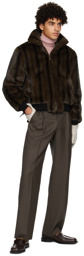 Ernest W. Baker Brown Zip Faux-Fur Jacket