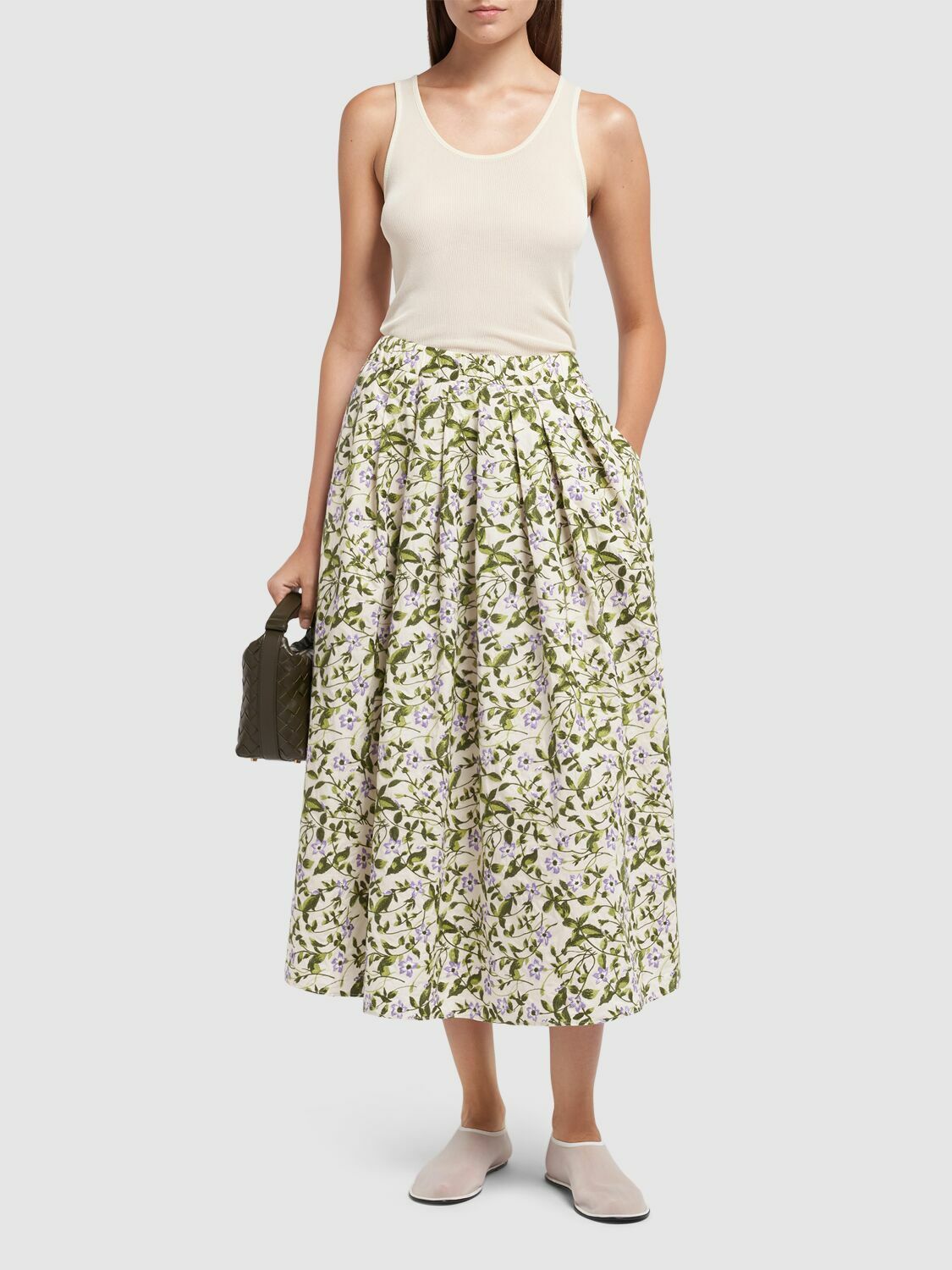 WEEKEND MAX MARA Orme Embroidered Poplin Midi Skirt