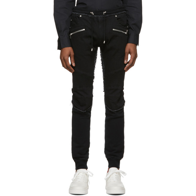 Photo: Balmain Black Slim-Fit Ribbed Jeans