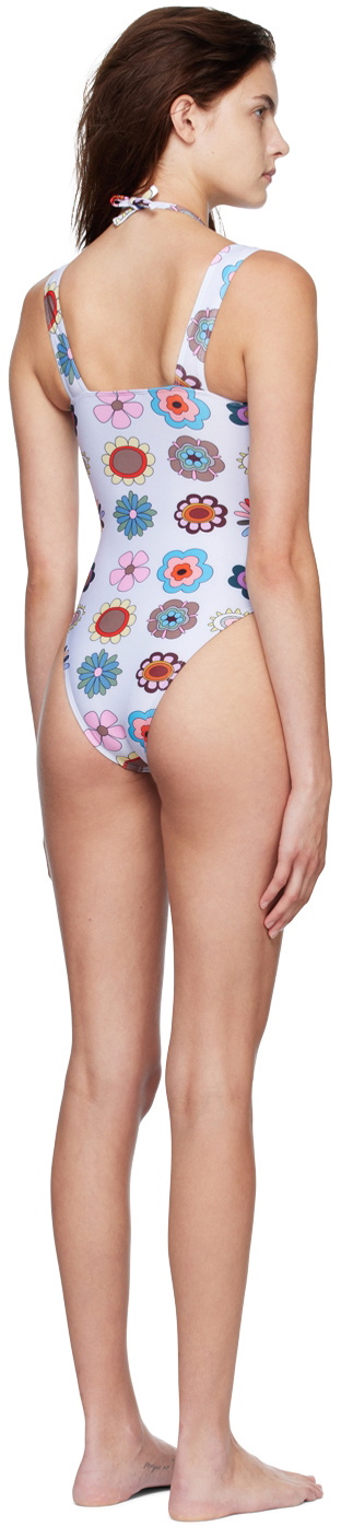 FENSI SSENSE Exclusive Purple Psychedelic Daisies One-Piece Swimsuit