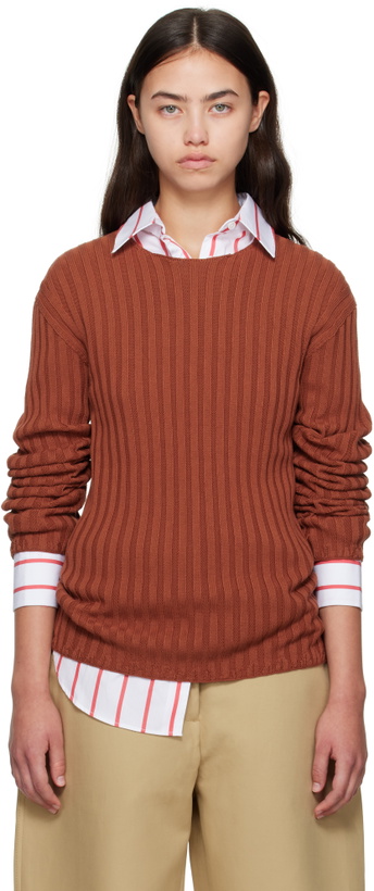 Photo: Acne Studios Orange Ribbed Crewneck Knit Sweater