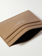 SAINT LAURENT - Logo-Print Pebble-Grain Leather Cardholder - Neutrals