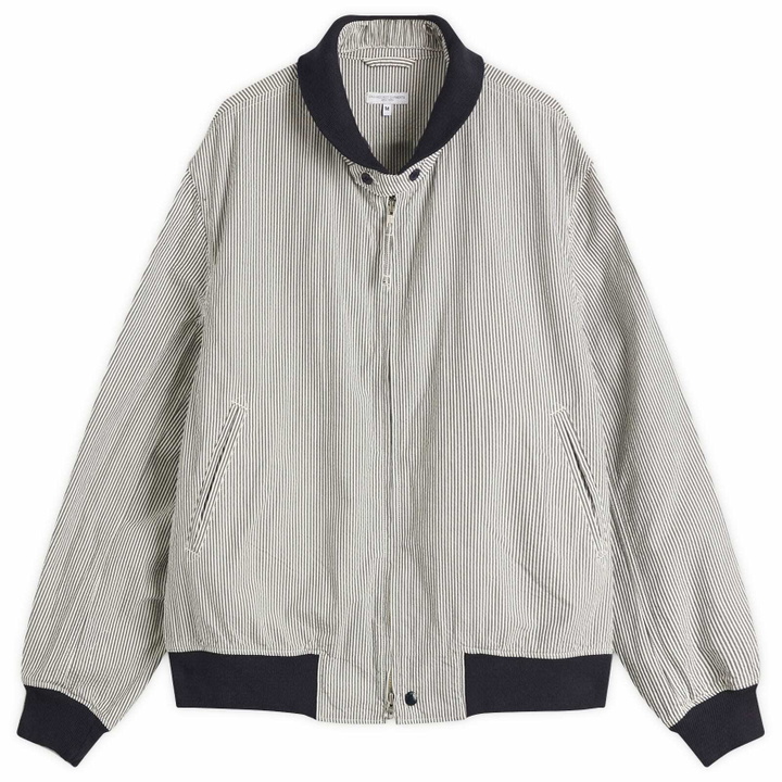 Photo: Engineered Garments Men's LL Jacket in Navy Seersucker Stripe
