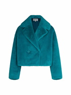 MC2 Saint Barth Woman Furry Short Teal Jacket