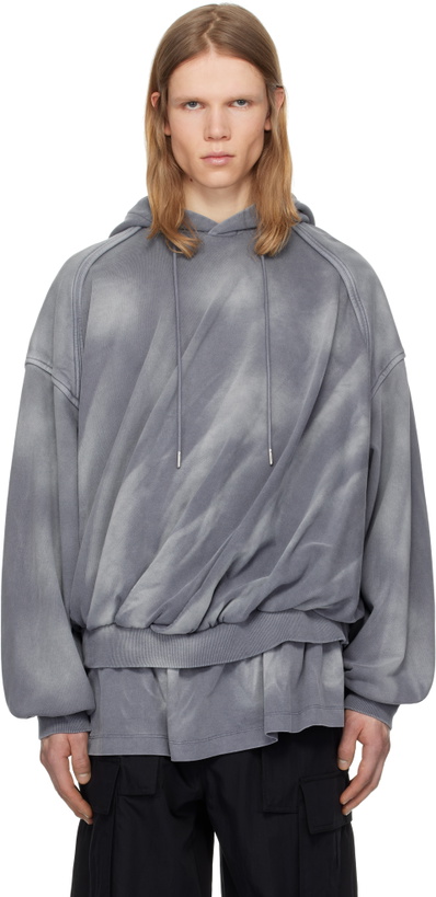 Photo: Juun.J Blue Layered Twisted Hoodie
