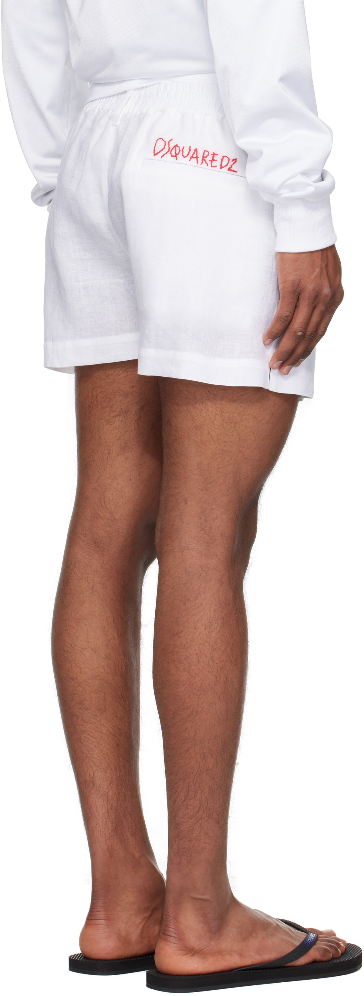 Dsquared2 White Summer Lovers Linen Shorts Dsquared2 Dsquared2 White Summer Lovers Linen Shorts Dsquared2