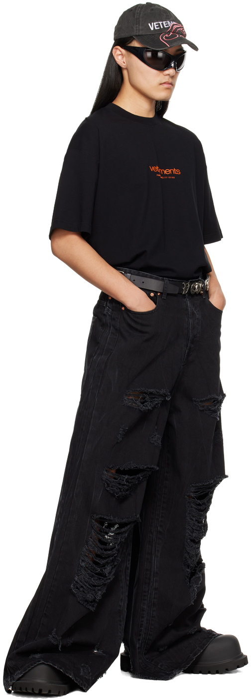 VETEMENTS Black Gothic Logo Belt