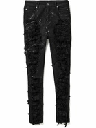 DRKSHDW by Rick Owens - Detroit Slim-Fit Distressed Paint-Splattered Coated Jeans - Black