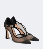 Malone Souliers D'Orsay suede-trimmed pumps