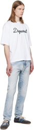 Dsquared2 Blue Light Diagonale Wash Teddy Jeans