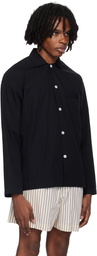 Tekla Black Long Sleeve Pyjama Shirt