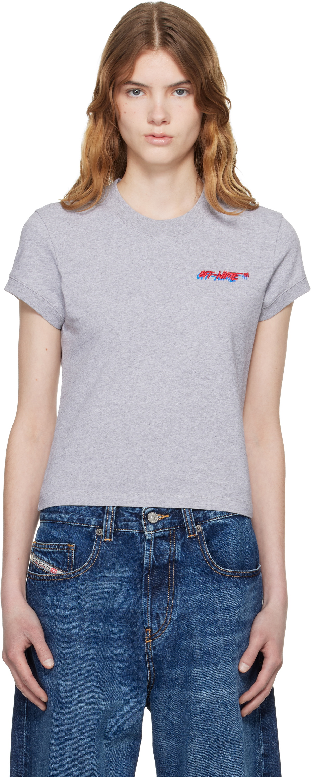 Off-White Gray 'Off-White' Shadow Fitted T-shirt