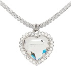 VETEMENTS Silver & White Crystal Heart Necklace