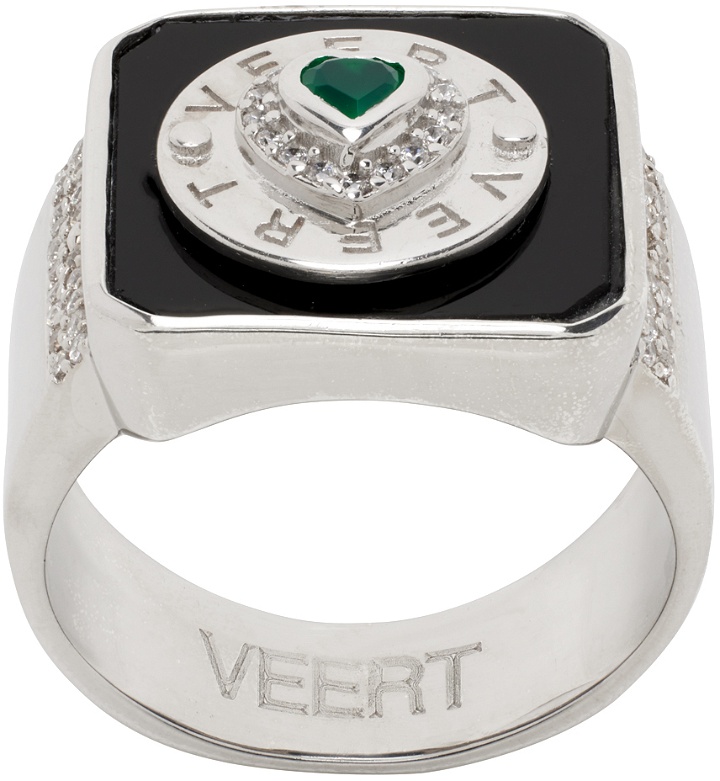 Photo: VEERT SSENSE Exclusive White Gold & Onyx Signature Ring