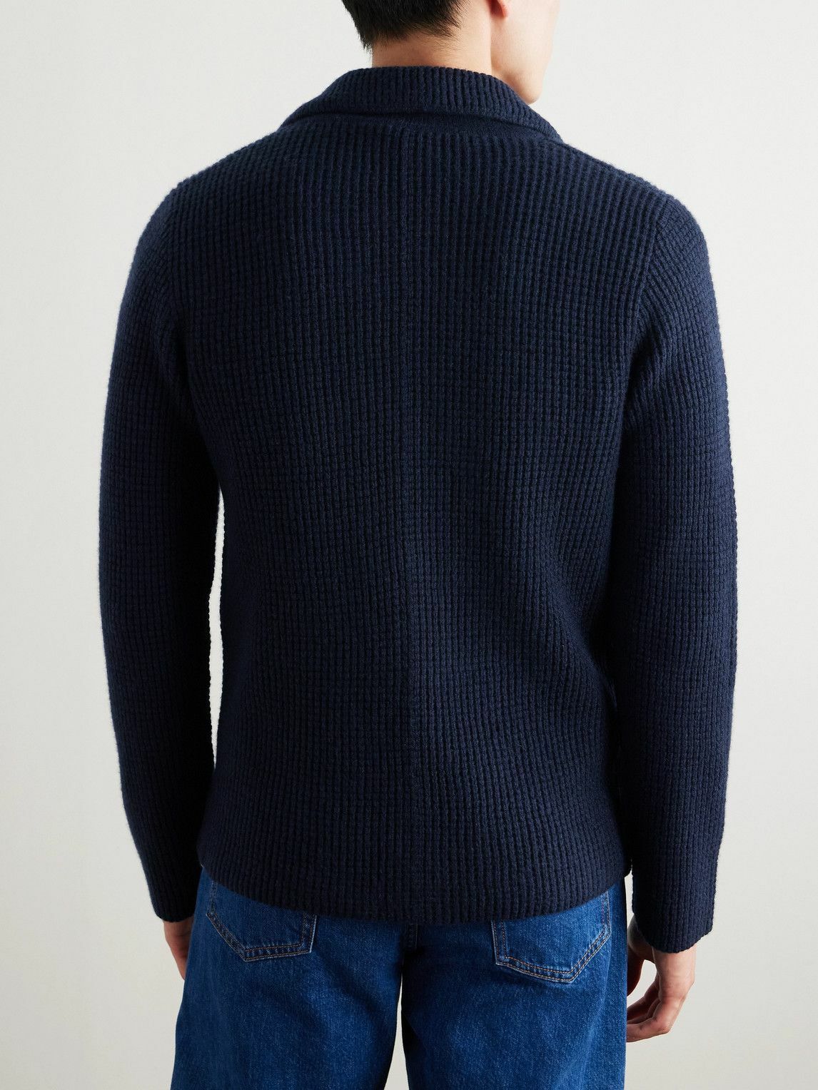 Rubinacci - Waffle-Knit Cashmere Cardigan - Blue
