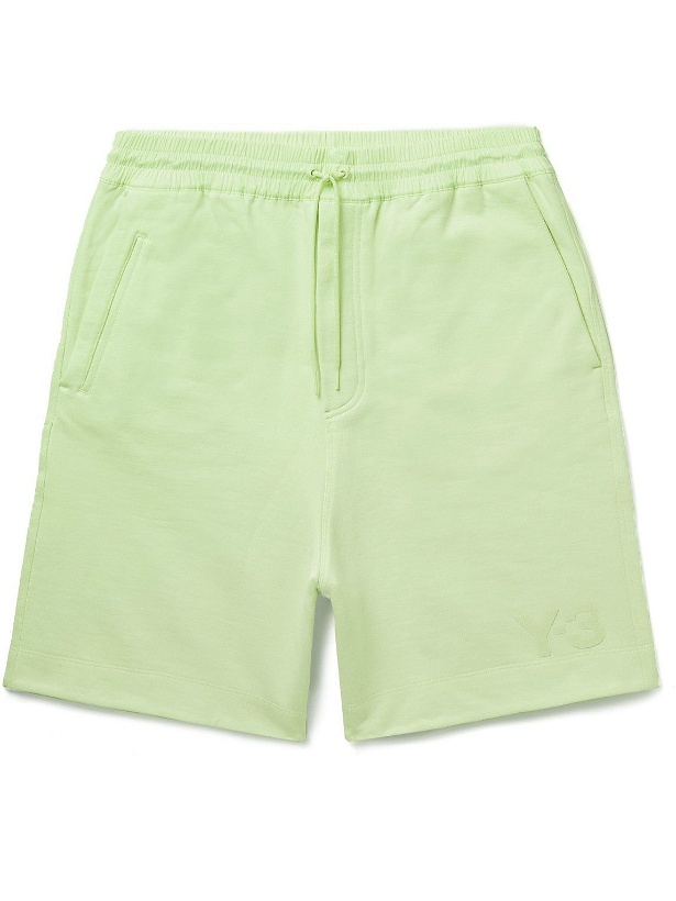 Photo: Y-3 - Wide-Leg Logo-Print Cotton-Jersey Drawstring Shorts - Green