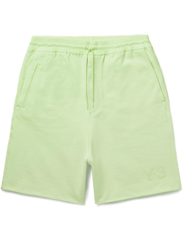 Photo: Y-3 - Wide-Leg Logo-Print Cotton-Jersey Drawstring Shorts - Green