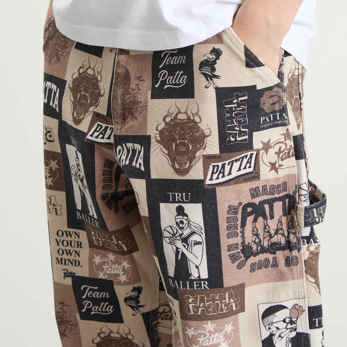 Patta Men's Collage Canvas Pants in Beige