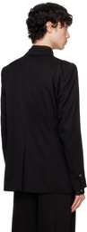 DEVOA Black Horn-Button Blazer