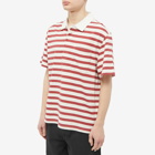 Wax London Men's Doon Rugby Shirt in Red/Ecru