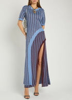 Rabanne Patterned Fine-knit Midi Dress Blue