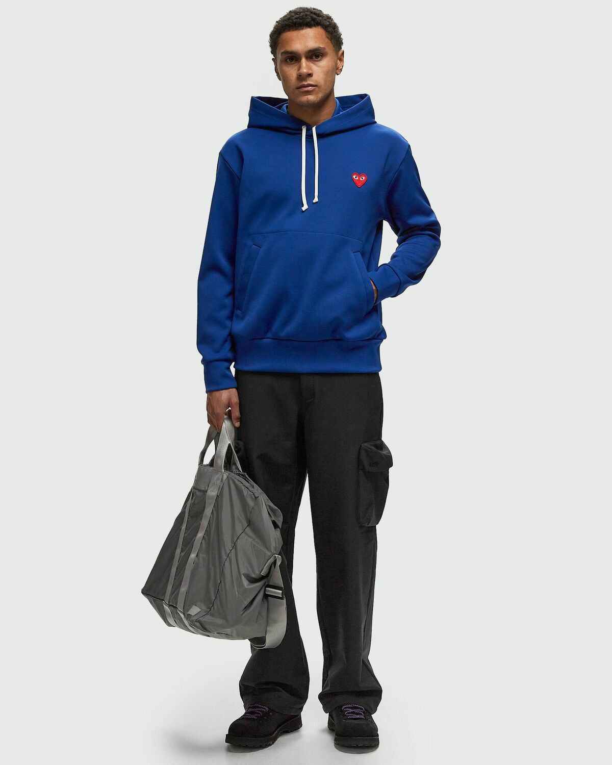 Comme Des Garçons Play Sweatshirt Red Emblem Knit Blue Hoodies