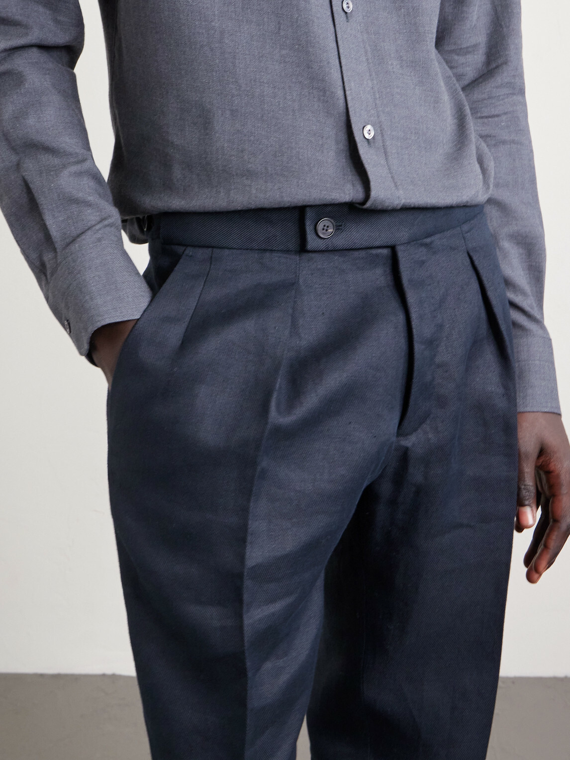 Slowear - Venezia 1951 Tapered Pleated Linen Trousers - Blue