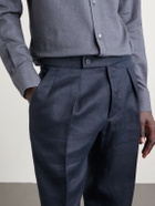 Slowear - Venezia 1951 Tapered Pleated Linen Trousers - Blue