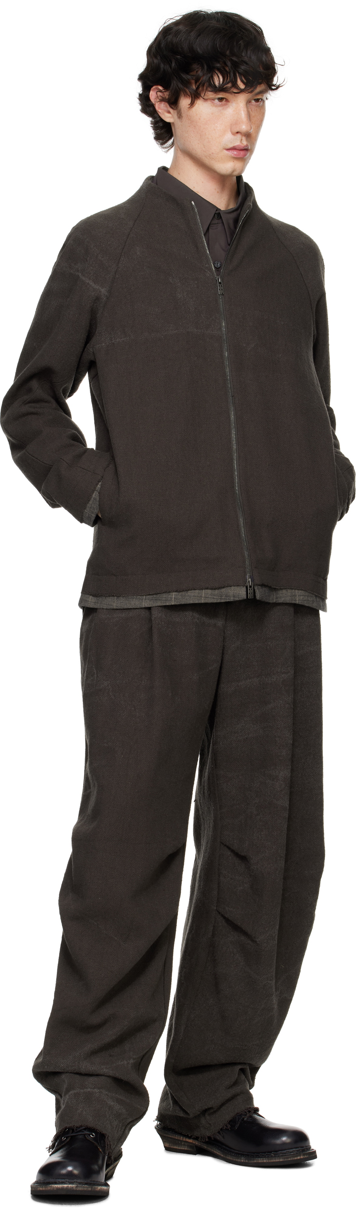 DEVOA Gray Basket-Woven Jacket