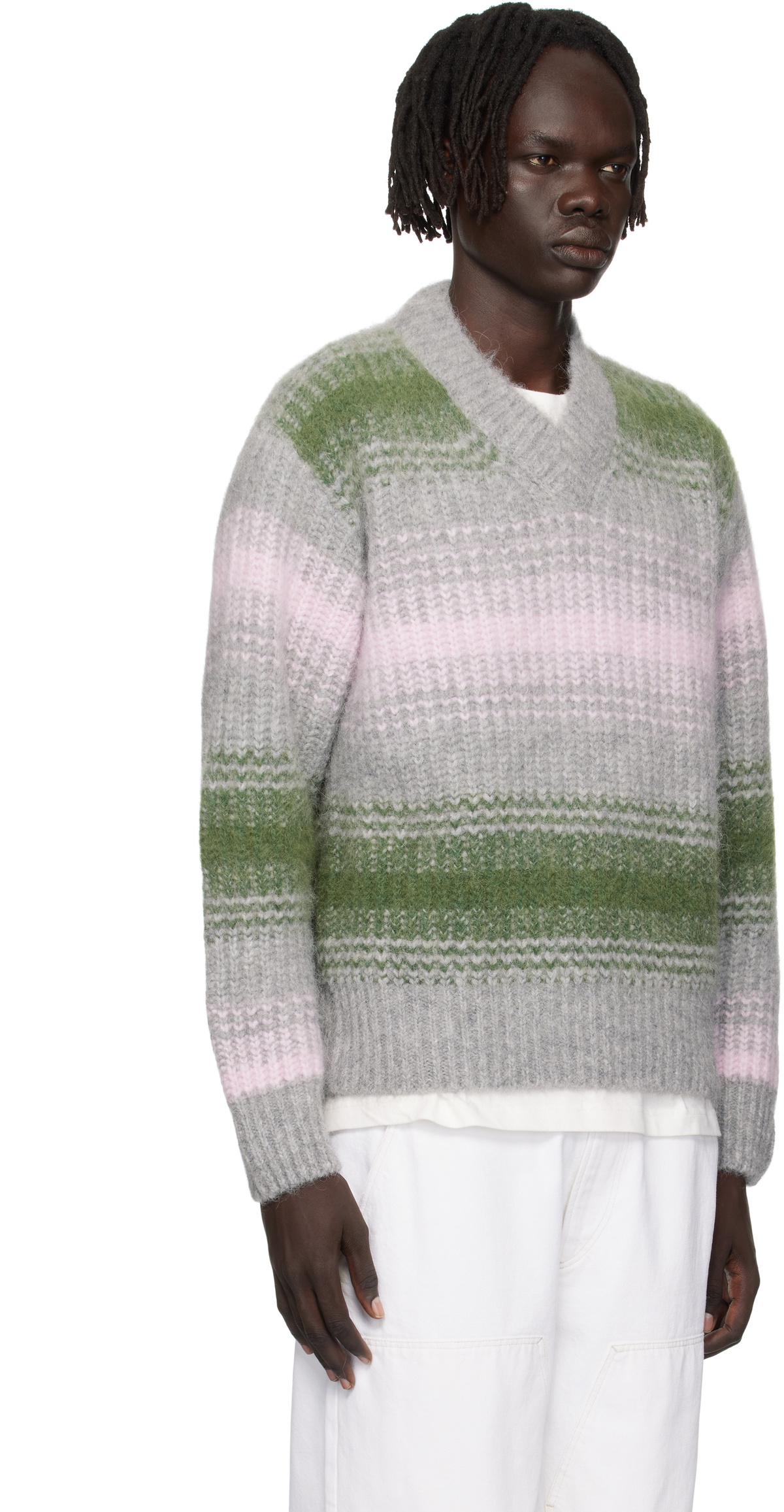 Kenzo Gray & Green Kenzo Paris 'KENZO Speed Stripe' Sweater