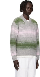 Kenzo Gray & Green Kenzo Paris 'KENZO Speed Stripe' Sweater