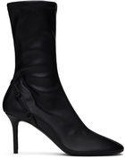 Courrèges Black Oblique Stretch Leather Effect Ankle Boots