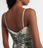 Jacques Wei Floral embellished silk-blend slip dress