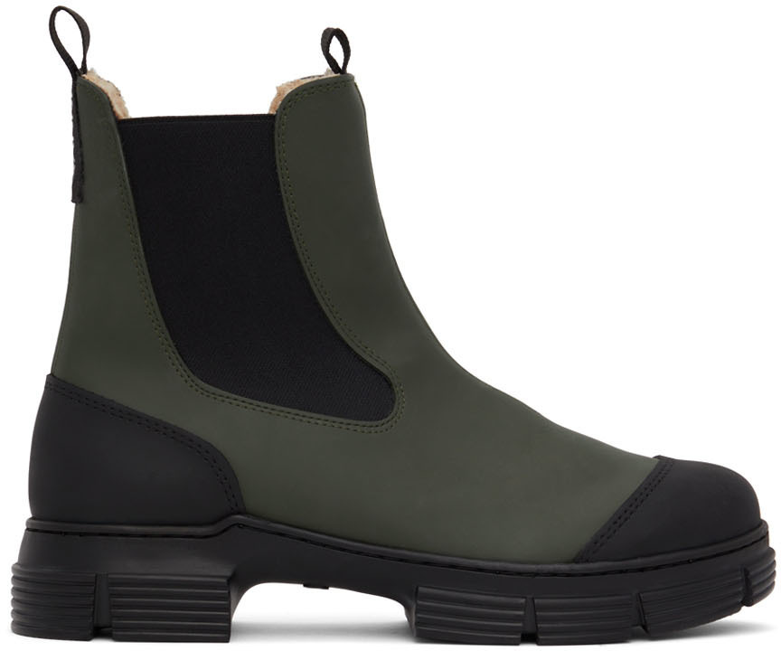 GANNI Green Recycled Rubber City Boots GANNI