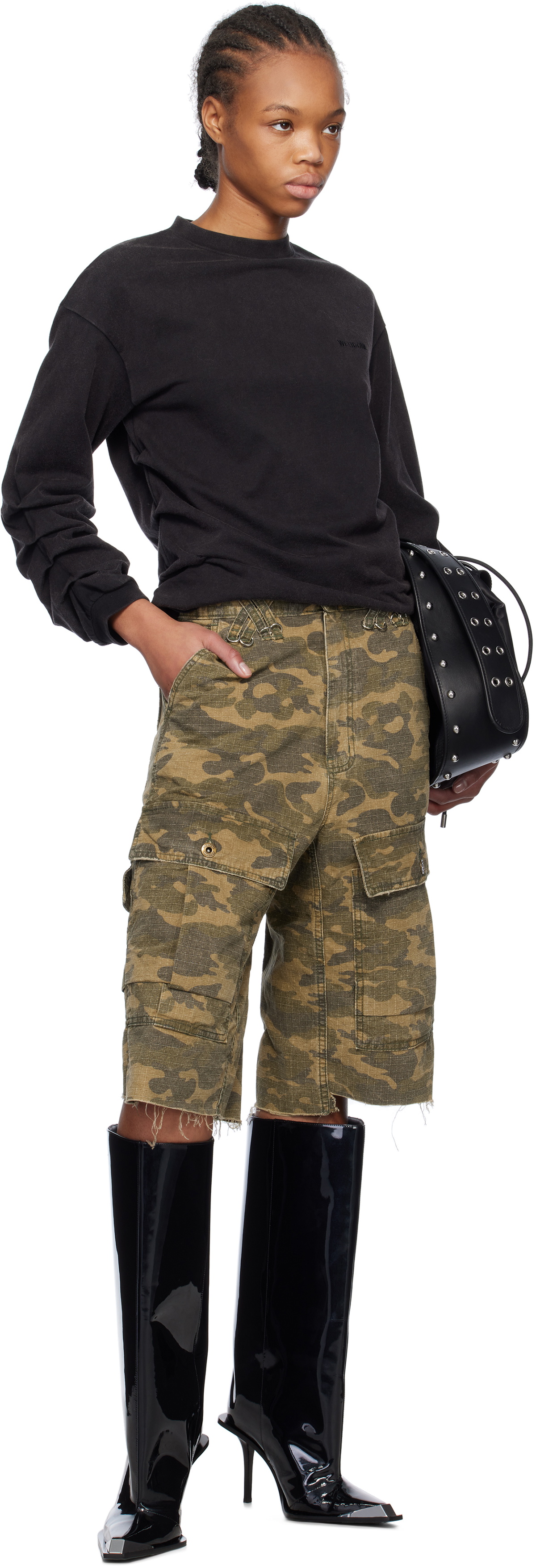 We11done Green Camo Vintage Shorts