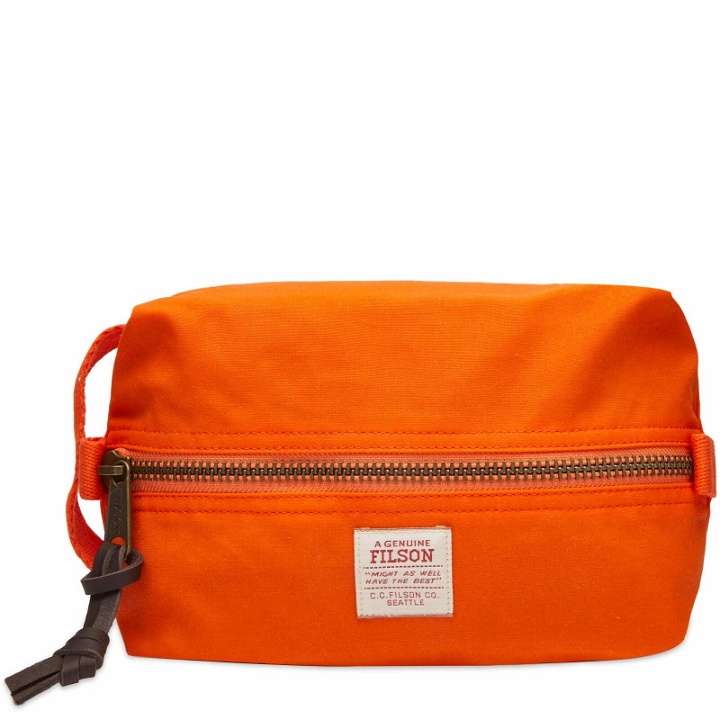 Photo: Filson Men's Tin Cloth Travel Kit in Flame Orange