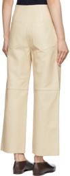 Totême Beige Leather Wide Trousers