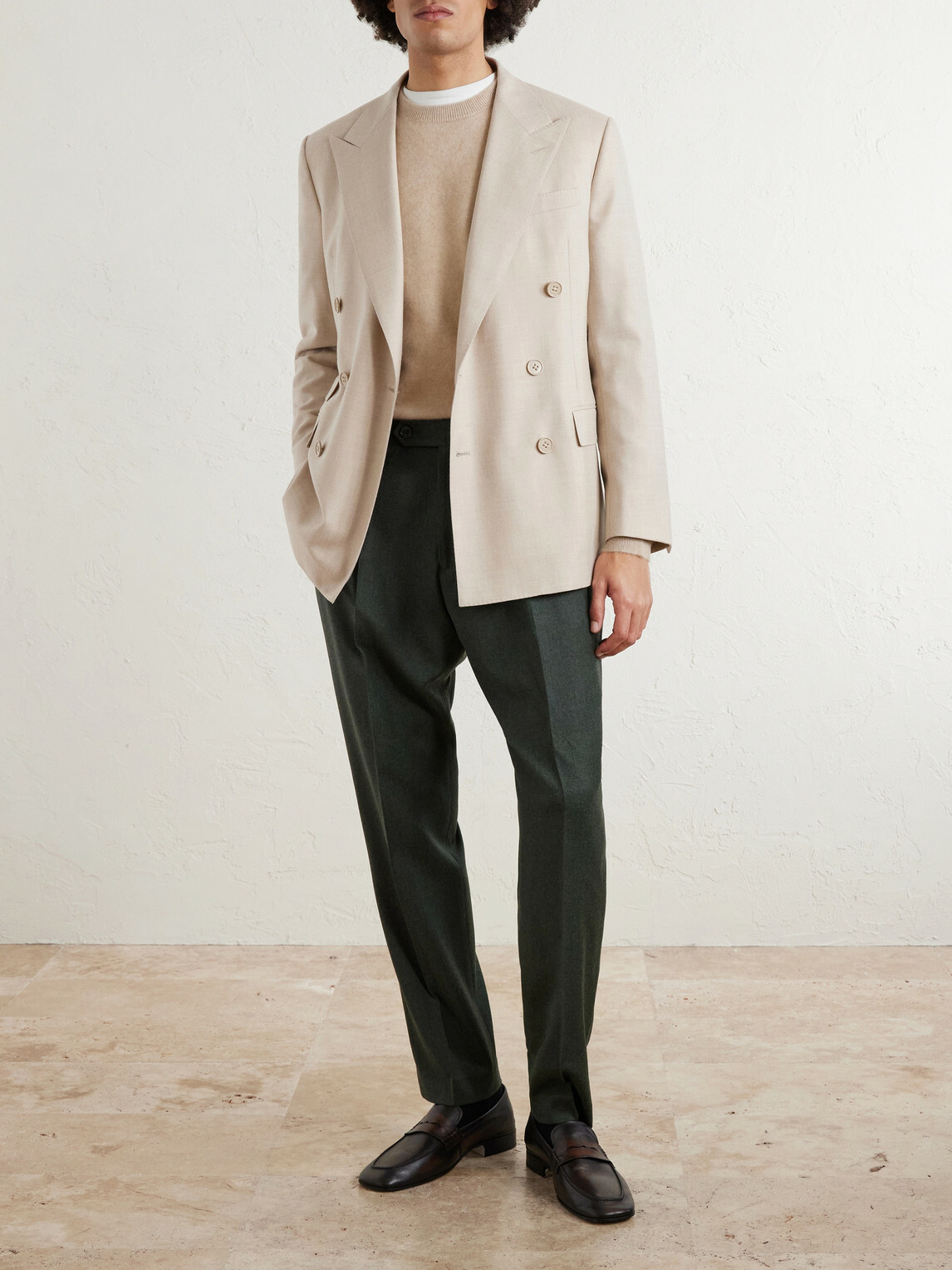 Ralph Lauren Purple label - Double-Breasted Wool-Flannel Blazer - Neutrals